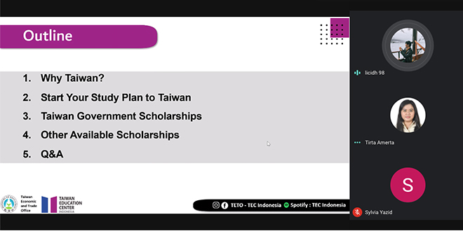Online Sharing Session: Wide Spectrum of Study and Scholarship Opportunities in Taiwan
